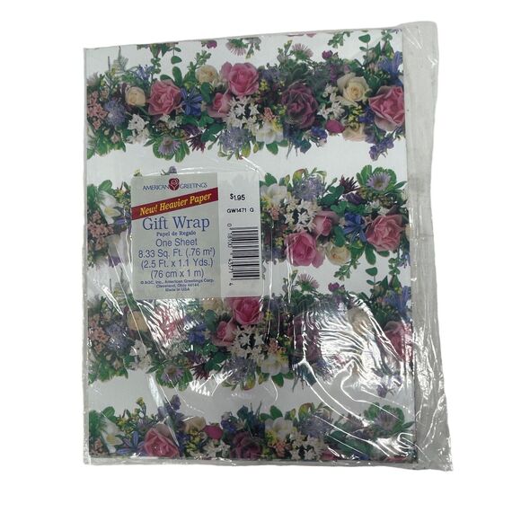 American Greetings Vintage Floral Heart Gift Wrap Wedding Romantic Lot of 4 - Picture 2 of 4